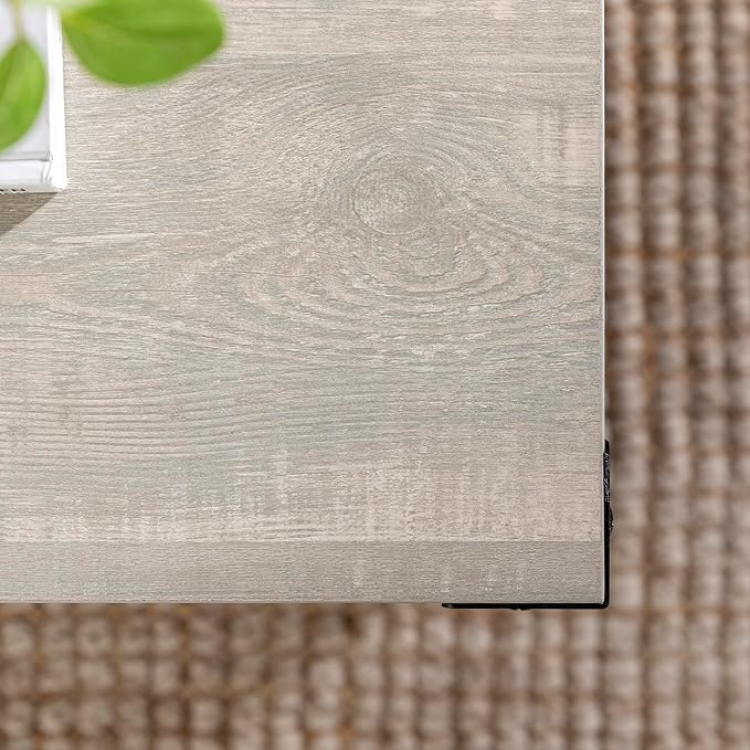 Walker Edison Sedalia Modern Farmhouse Metal X Coffee Table, 40 Inch, Stone Grey - LeafyLoom