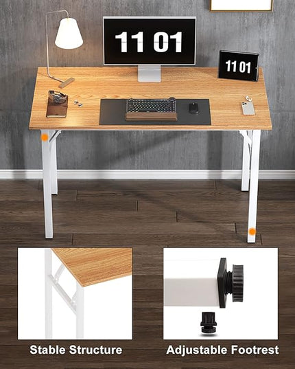 Need AC5BW-140 computer desk, 55 inches, Teak & White - LeafyLoom