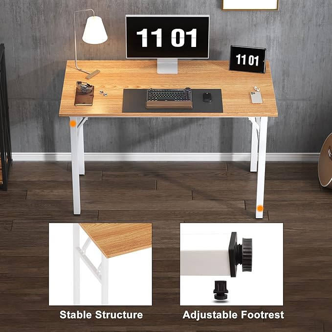 Need AC5BW-140 computer desk, 55 inches, Teak & White - LeafyLoom