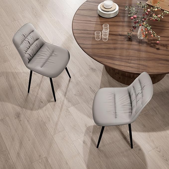Kidol & Shellder Modern Dining Chairs Set of 2 Kitchen & Dining Room Chairs Upholstered Accent Chair Living Room Chairs Kitchen Chairs Comfy Chair for Bedrooms Waiting Room Home(Gray) - LeafyLoom