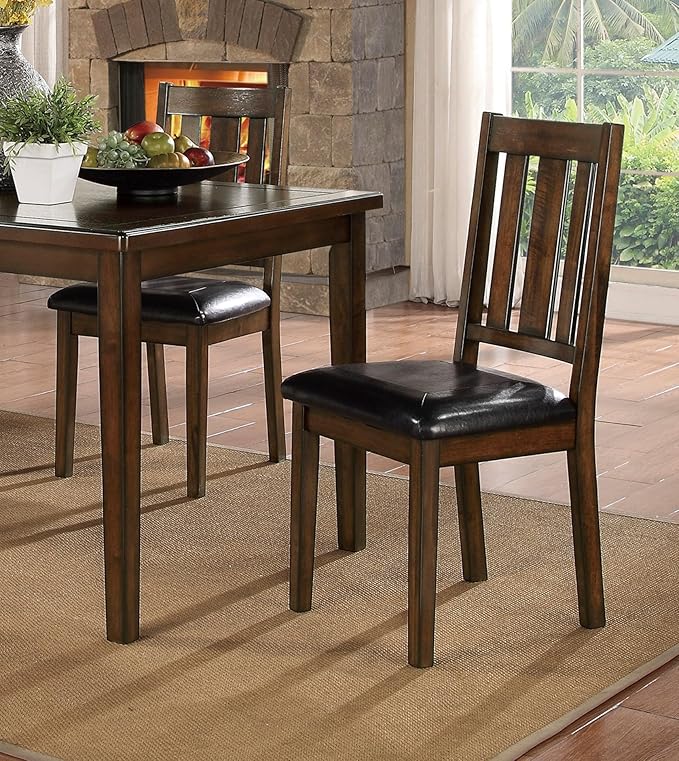 NicBex Dining Table Set for 4 Kitchen Table Set 5Pc Dining Set Wooden Furniture Kitchen Set with 1 Table and 4 Faux Leather Upholstery Chairs for Kitchen, Bar, Living Room, Brown Mix - LeafyLoom