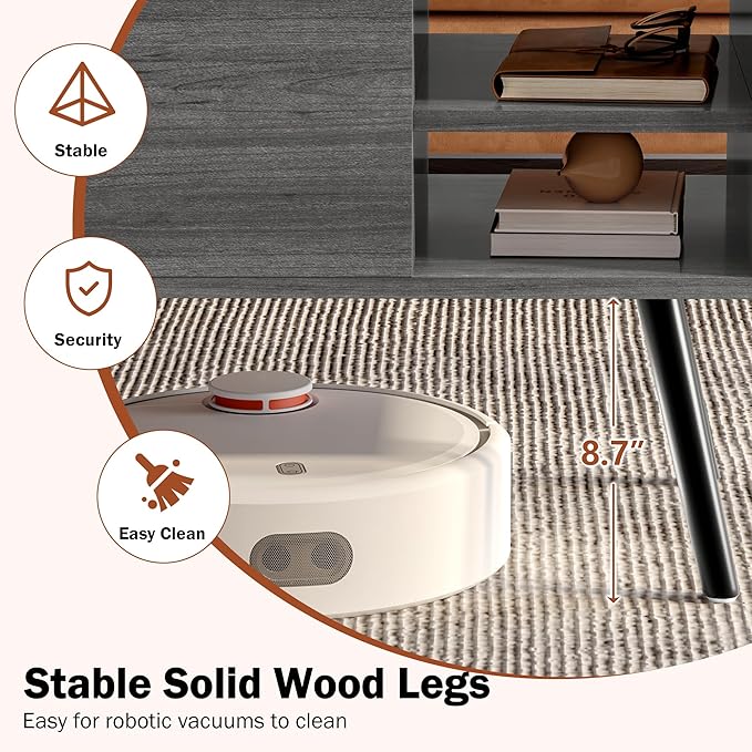 Lift Top Coffee Table with Storage, Oak Grey Coffee Table with Lifting Top, Hidden Compartment and Open Shelves, Mid-Century Modern Wood Coffee Table for Living Room, Small Space - LeafyLoom