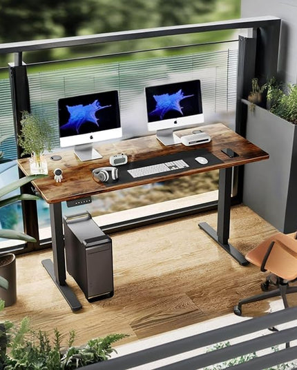 NicBex Home Office Desk 55" x 23" Electric Height Adjustable Standing Desk Computer Desk Office Desk, Sit to Stand Ergonomic Computer Desk Adjustable Desk, Brown - LeafyLoom