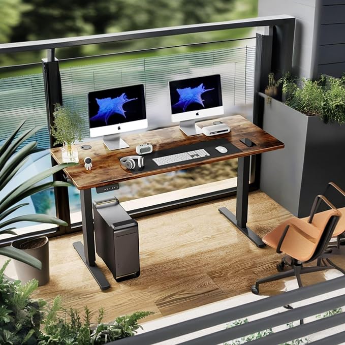 NicBex Home Office Desk 55" x 23" Electric Height Adjustable Standing Desk Computer Desk Office Desk, Sit to Stand Ergonomic Computer Desk Adjustable Desk, Brown - LeafyLoom
