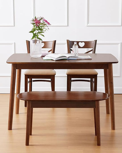 Livinia Aslan 47" Malaysian Oak Rectangular Wooden Dining Table/Solid Wood Kitchen Desk (Walnut) - LeafyLoom