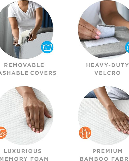 Gleur Bed Wedge Pillow for Sleeping 4 Piece Set - Orthopedic Pillow for Post Surgery includes a Patent Pending Desk Pillow - Adjustable Incline for All Sleeping, Sitting Positions Sofa Couch Cushion - LeafyLoom