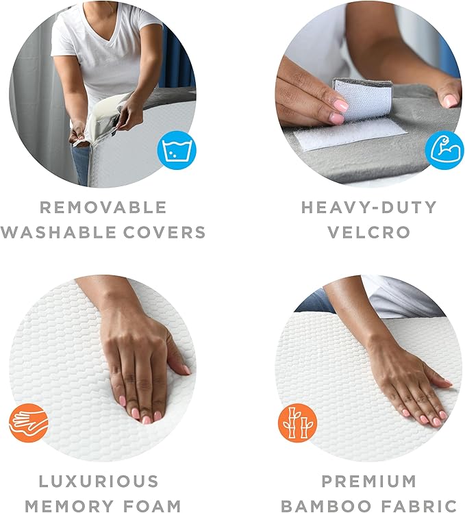 Gleur Bed Wedge Pillow for Sleeping 4 Piece Set - Orthopedic Pillow for Post Surgery includes a Patent Pending Desk Pillow - Adjustable Incline for All Sleeping, Sitting Positions Sofa Couch Cushion - LeafyLoom