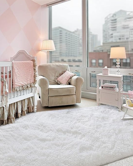 Super Soft Fluffy Shaggy Rugs 3x5 Feet for Living Room Bedroom, Fuzzy Plush Area Rugs for Girls Kids Room Nursery Home Decor, Furry Dorm Rug Cute Non-Slip Indoor Floor Carpet, Cream White - LeafyLoom