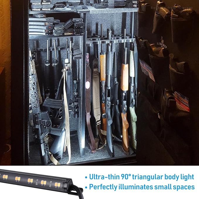 TORCHSTAR LED Safe Lighting Kit 3CCT, (6) 12 Inch Linkable Light Bars, Motion Sensor, 3000K/4000K/5000K Selectable, 900LM Safe Light Kit for Gun Safe Under Cabinet Locker Closet, UL Power Adapter TORCHSTAR