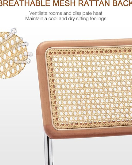 Zesthouse Modern Home Office Chair Leather Desk Chair with Natural Rattan Back, Vanity Chair for Girls Women, Upholstered Tufted Swivel Armchair, Height Adjustable Computer Task Chair - LeafyLoom