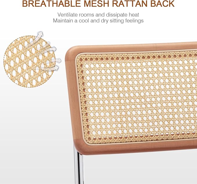 Zesthouse Modern Home Office Chair Leather Desk Chair with Natural Rattan Back, Vanity Chair for Girls Women, Upholstered Tufted Swivel Armchair, Height Adjustable Computer Task Chair - LeafyLoom