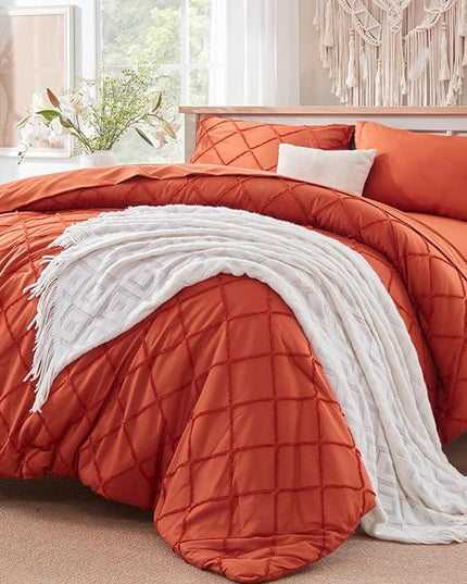 Burnt Orange Boho Comforter Set -5 Pieces - LeafyLoom