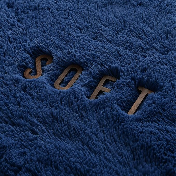 6x9 Large Area Rugs for Living Room, Super Soft Fluffy Modern Bedroom Rug, Navy Blue Indoor Shag Fuzzy Carpets for Girls Kids Nursery Room Home Decor - LeafyLoom