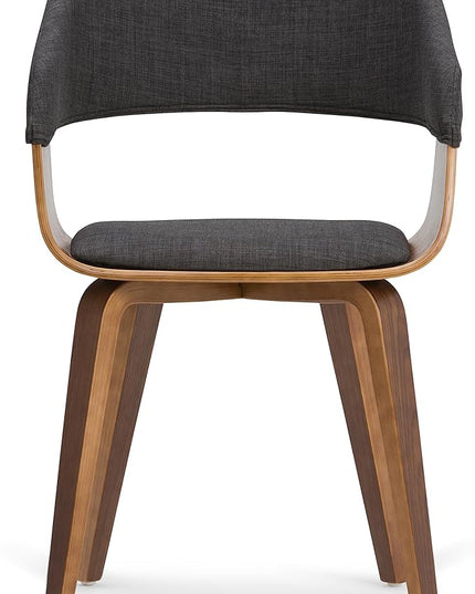 SIMPLIHOME Lowell 17 Inch Mid Century Modern Bentwood Dining Chair in Charcoal Grey Linen Look Fabric, For the Dining Room - LeafyLoom