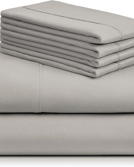LuxClub 6 PC Queen Sheet Set, Breathable Luxury Bed Sheets, Deep Pockets 18" Eco Friendly Wrinkle Free Cooling Sheets Machine Washable Hotel Bedding Silky Soft - Light Taupe Queen - LeafyLoom