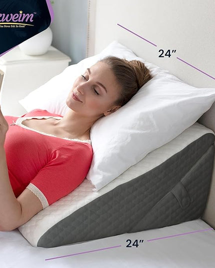Adjustable Bed Wedge Pillow for Sleep Apnea, Gerd, Acid Reflux, Post Surgery, Heartburn - Foam Wedge Pillow for Back Pain Relief, Sleep Apnea Pillow Wedge or Bed Wedge Pillow for Sleeping for Seniors - LeafyLoom
