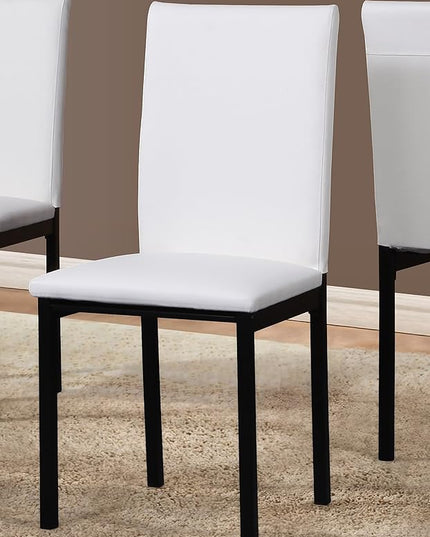 Roundhill Furniture Noyes Faux Leather Metal Frame Dining Chair, White - LeafyLoom