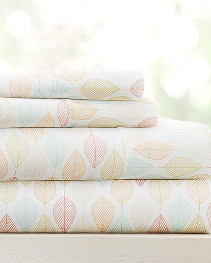 Linen Market 4 Piece King Bedding Sheet Set (Yellow Fall Foliage) - Sleep Better Than Ever with These Ultra-Soft & Cooling Bed Sheets for Your King Size Bed - Deep Pocket Fits 16" Mattress - LeafyLoom