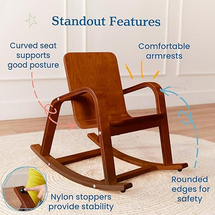 ECR4Kids Bentwood Rocking Chair, Kids Furniture, Dark Walnut - LeafyLoom