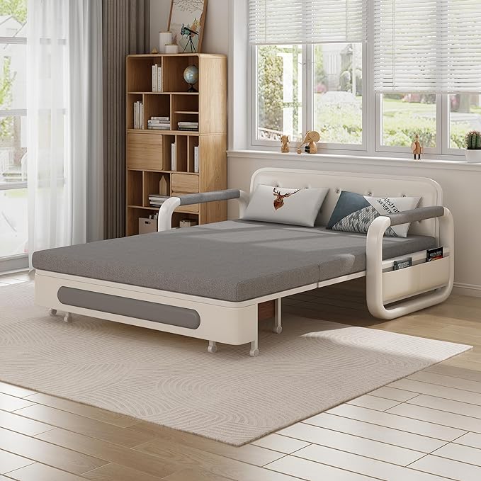 Convertible Sleeper Sofa Bed, Modern Pullout Couch Bed with Pull Out Bed, Adjustable Backrest, Loveseat Futon Sofa for Living Room Furniture (34.6" D x 50.3" W x 34.2" H)… - LeafyLoom