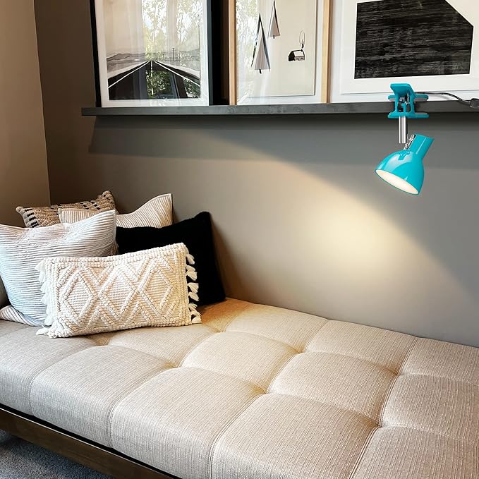LED Clip lamp,5W Super Bright Desk Light, 330° Rotation Small Lamp with Clamp on Desk/Table/Bed Headboard/Cupboard Home Lighting, Modern and Save Space Illumination Powerful Lamp Blue - LeafyLoom