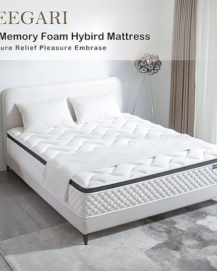 Full Mattress,12 Inch Full Size Mattress in a Box,Gel Memory Foam and Innerspring Hybrid Mattress with Individual Pocket Spring for Motion Isolation,Pressure Relief,Medium Firm Feel - LeafyLoom