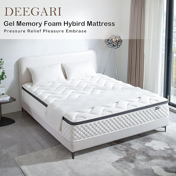 Full Mattress,10 Inch Full Size Mattress in a Box,Gel Memory Foam and Innerspring Hybrid Mattress with Individual Pocket Spring for Motion Isolation,Pressure Relief,Medium Firm Feel - LeafyLoom