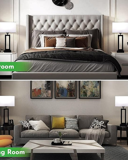 Lamps for Bedrooms Set of 2 Touch Control Table Lamp with USB C+A Charging Ports, 3 Way Dimmable Bedside Nightstand Lamps Modern Living Room Lamps for End Tables Night Stand Lamps, White&Black - LeafyLoom