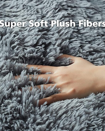 Ophanie Small Area Rug, 2x3 Machine Washable Throw Grey Cheap Fluffy Shaggy Soft Bedside Rug, Indoor Floor Gray Carpet for Kids Baby Boys Teen Dorm Room Doorway, Nursery,Home Decor Aesthetic - LeafyLoom