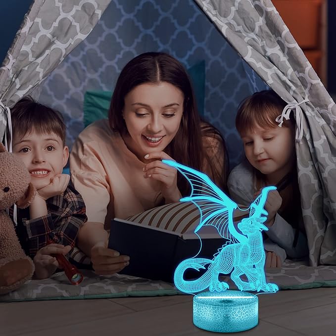 Lampeez Dragon Gifts,Dragon Night Lamp for Kids with Remote & 16 Color Changing Nightlight, Dimmable,Creative Gift Idea as Xmas Holiday Birthday Gifts - LeafyLoom