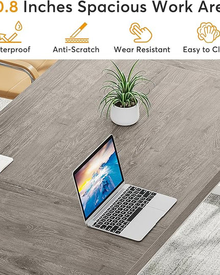 Tribesigns 70.8-Inch Executive Desk, Large Computer Office Desk Workstation, Modern Simple Style Laptop Desk Study Writing Table Business Furniture for Home Office (Grey/White, 70.8 Inch) - LeafyLoom