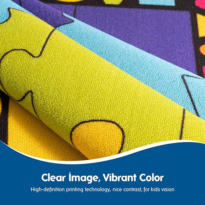 Booooom Jackson Classroom Rug Elementary Classroom Carpet 6'5"x8'5"Preschool Rugs Colorful Puzzle Seating Rug with Non-Slip Backing School Classroom Kid Rug (PzPK-2620)(PzPK-2620) - LeafyLoom