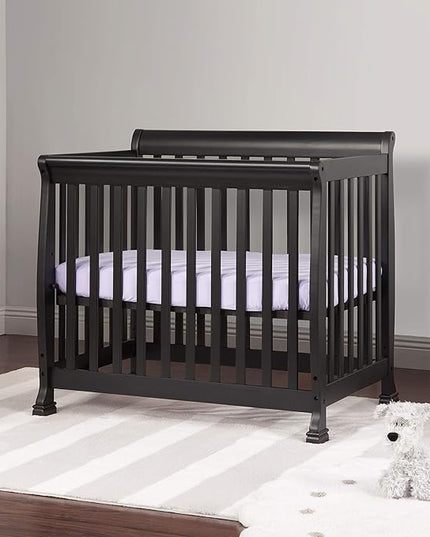 DaVinci Kalani 4-in-1 Convertible Mini Crib in Ebony | Greenguard Gold Certified - LeafyLoom