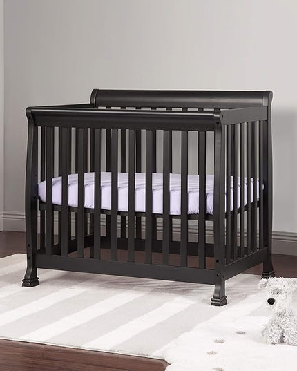 DaVinci Kalani 4-in-1 Convertible Mini Crib in Ebony | Greenguard Gold Certified - LeafyLoom