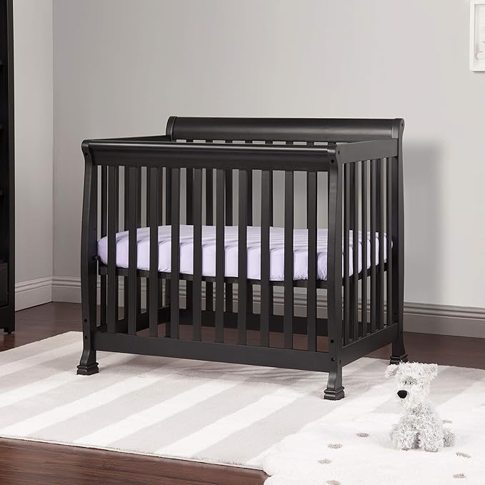 DaVinci Kalani 4-in-1 Convertible Mini Crib in Ebony | Greenguard Gold Certified - LeafyLoom