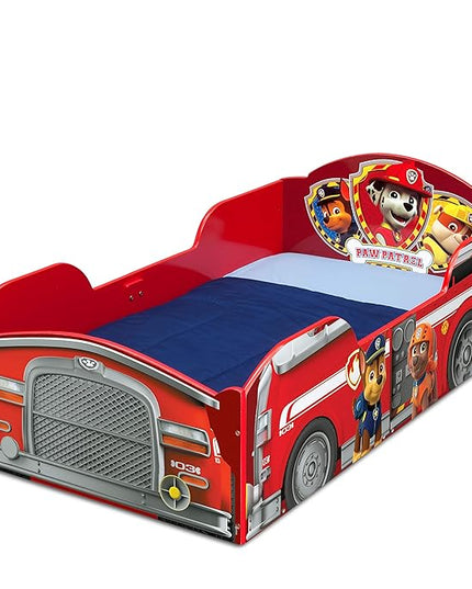Delta Children Wood Toddler Bed, Nick Jr. PAW Patrol + Serta Perfect Slumber Dual Sided Recycled Fiber Core Toddler Mattress (Bundle) - LeafyLoom