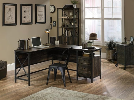 Sauder Steel River File Pedestal, L: 20.87" x W: 23.86" x H: 26.58", Carbon Oak Finish - LeafyLoom