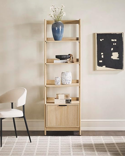 Walker Edison Modern Narrow Open Bookshelf Bottom, 22 Inch, One-Drawer Coastal Oak - LeafyLoom