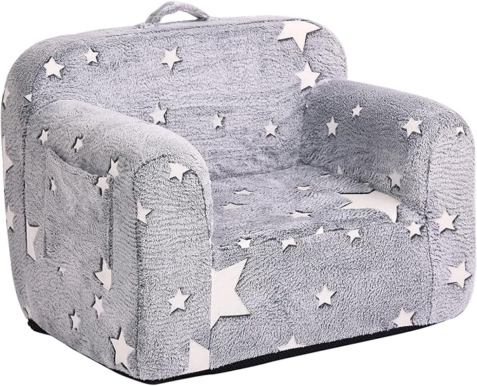Tiita Kids Foam Chair, Star - Children Sofa with Armrest, Lightweight, Portable, Removable Cover, Side Pockets, Special Design for Girl or Boy - LeafyLoom