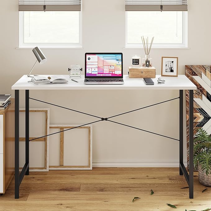 CubiCubi Computer Desk, 40 inch Home Office Desk, Modern Simple Style PC Table for Home, Office, Study, Writing, White - LeafyLoom