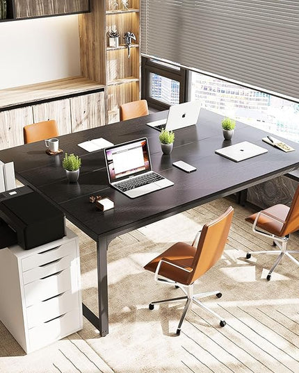 Coleshome 71 Inch Computer Desk, Modern Simple Style Desk for Home Office, Study Student Writing Desk, Black - LeafyLoom