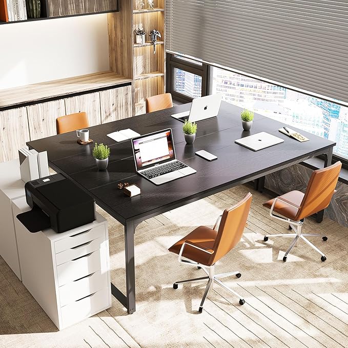 Coleshome 71 Inch Computer Desk, Modern Simple Style Desk for Home Office, Study Student Writing Desk, Black - LeafyLoom