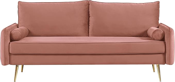 Kent Modern Sofa, European Style Velvet Living Room Furniture with Tapered Legs, Vintage Flair, and Sleek Design, Rose - LeafyLoom