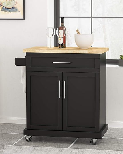 Christopher Knight Home Batavia Kitchen CART, Natural + Black - LeafyLoom