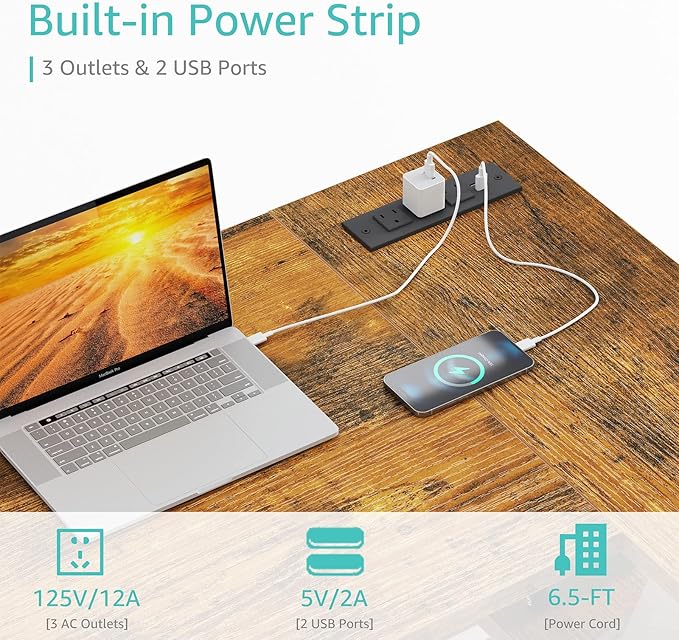 Lufeiya Small L Shaped Desk with Power Outlet Shelves, 40 Inch Corner Desk for Small Space Home Office, L-Shaped Computer Desk PC Desks with Charging Station, Rustic Brown - LeafyLoom
