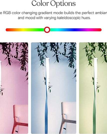 Brightech Helix Modern Color Changing LED Floor Lamp - 48” Tall Lamp with RGB Color Gradient and Contemporary Twisting Column Pole - Corner or End Table Standing Lamp - Built-in NO APP - Black - LeafyLoom