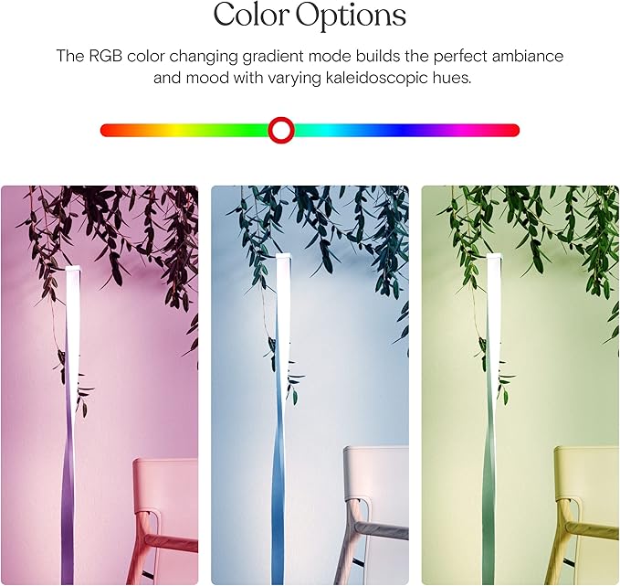 Brightech Helix Modern Color Changing LED Floor Lamp - 48” Tall Lamp with RGB Color Gradient and Contemporary Twisting Column Pole - Corner or End Table Standing Lamp - Built-in NO APP - Black - LeafyLoom