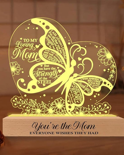 Gifts for Mom from Daughter Son | Mom Birthday Gifts | Acrylic Night Lamps for Mother | Things to Get Your Mom on Valentines Day, Thanksgiving, Christmas, Mothers Day | Butterfly Shaped - LeafyLoom