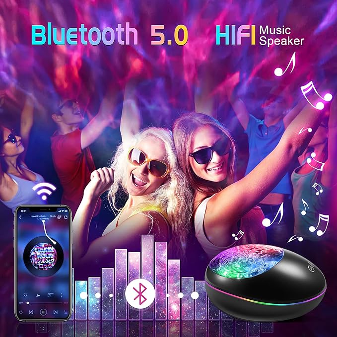 ONEFIRE Galaxy Projector, White Noise Night Light Projector for Bedroom, Bluetooth Music Ceiling Projector Room Lights, Remote Timer Galaxy Light Skyligh,Star Lights Projector for Kids Teen Girl Gifts OneFire