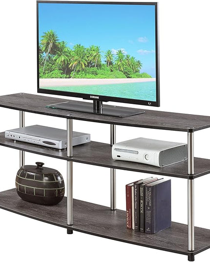 Convenience Concepts Designs2Go 3 Tier 60" TV Stand, Weathered Gray - LeafyLoom